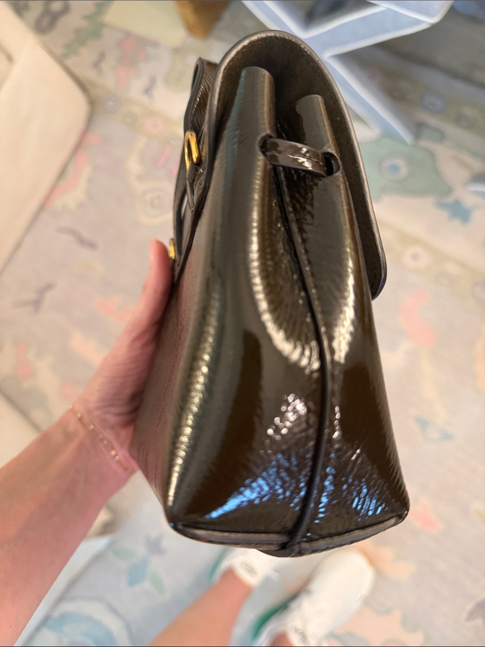 Mansur Gavriel Espresso Patent Leather Mini Soft Lady Bag - Picture 7 of 9